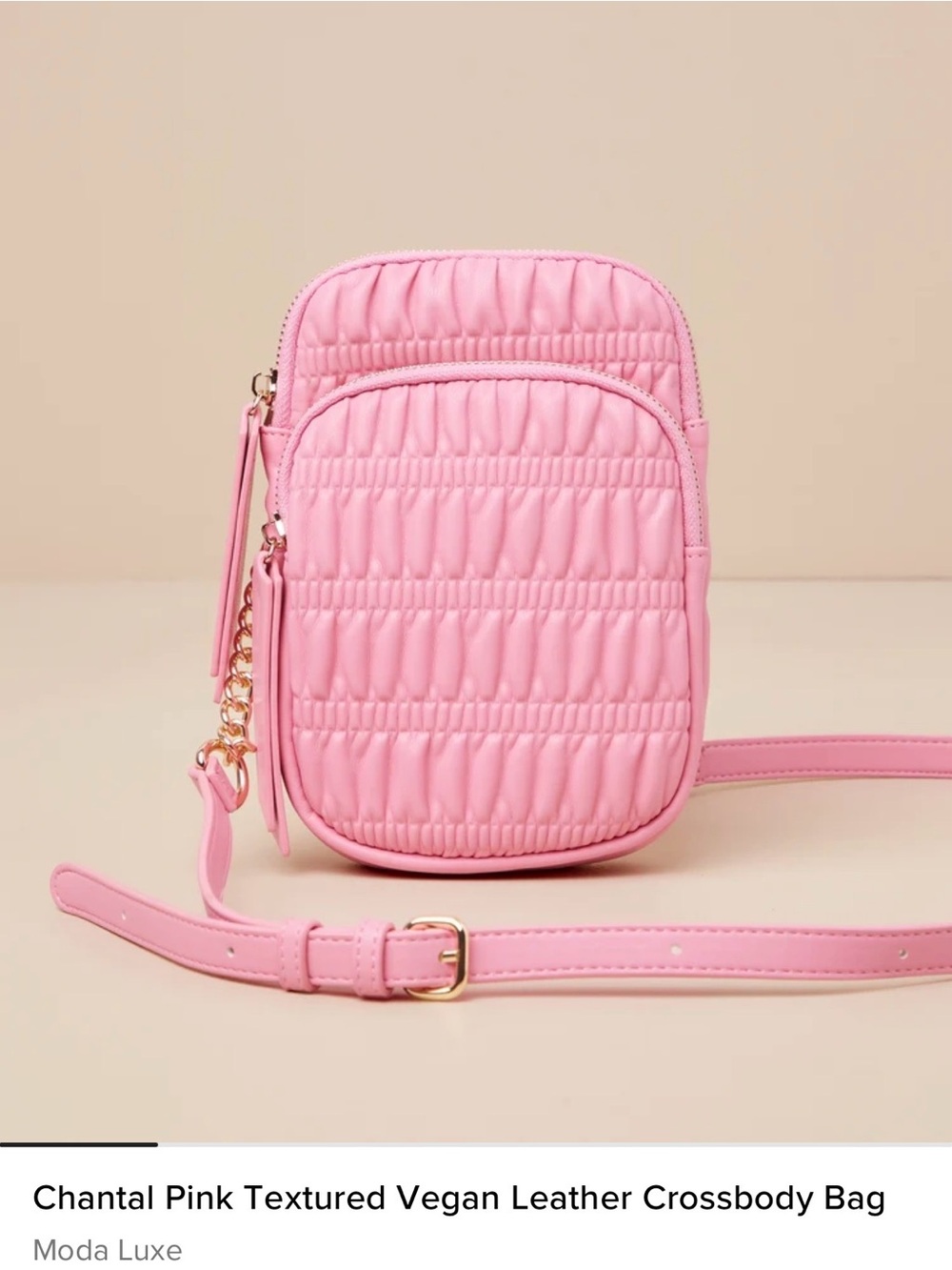 Moda Luxe Chantal Quilted Pink Vegan Leather Crossbody - NWT